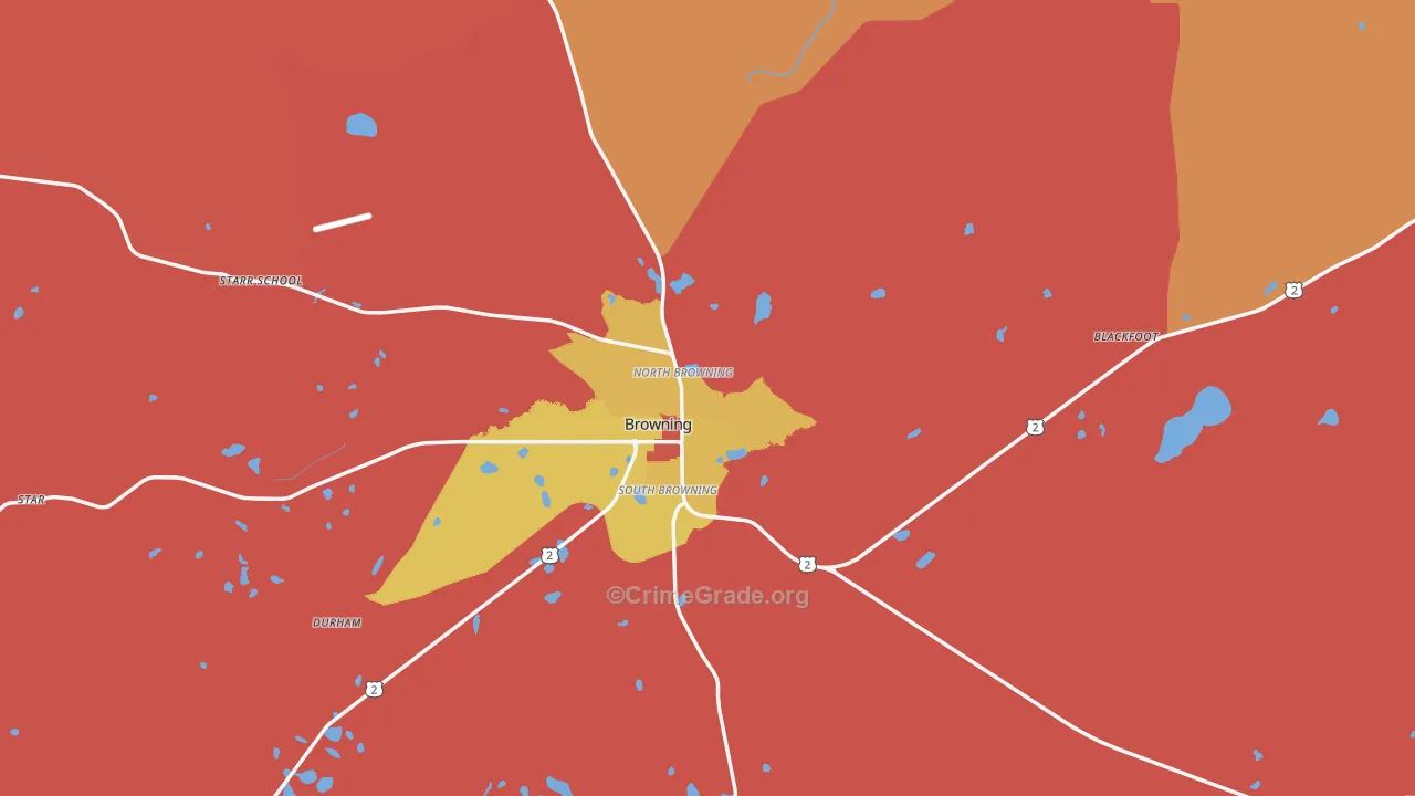 Browning, MT Map of Theft Rates
