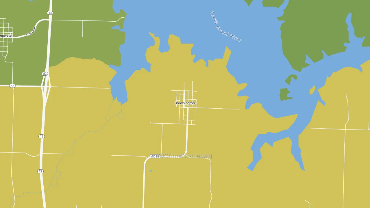 Brownington, MO Map of Theft Rates