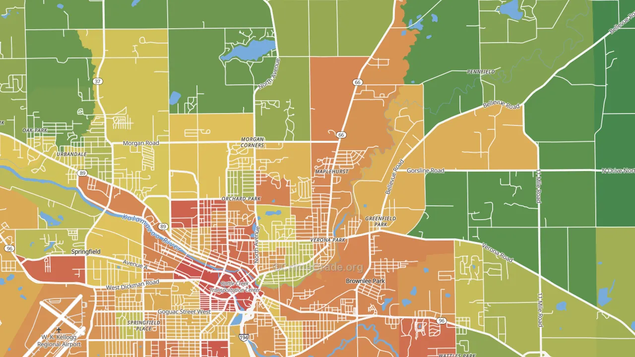 Brownlee Park, MI Map of Theft Rates