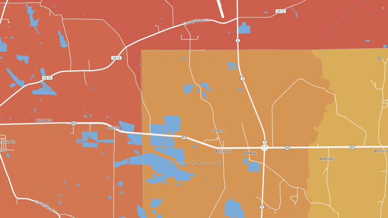 Browns, AL Map of Theft Rates
