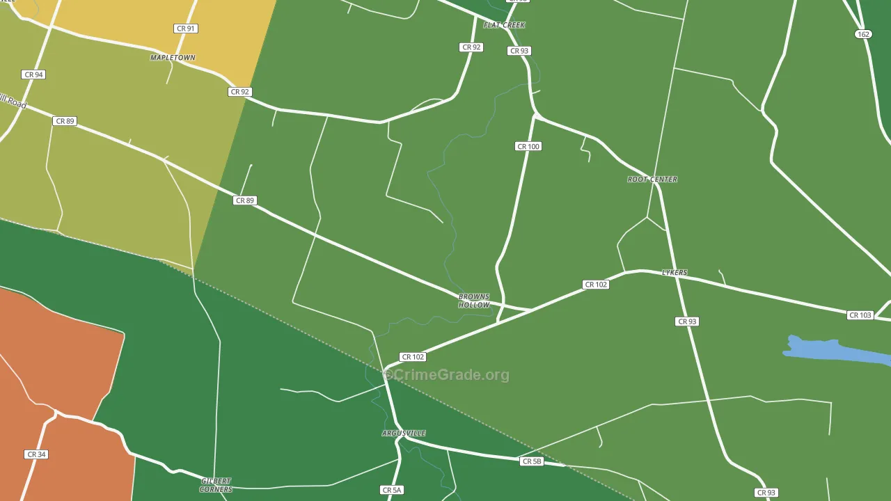 Browns Hollow, NY Map of Theft Rates