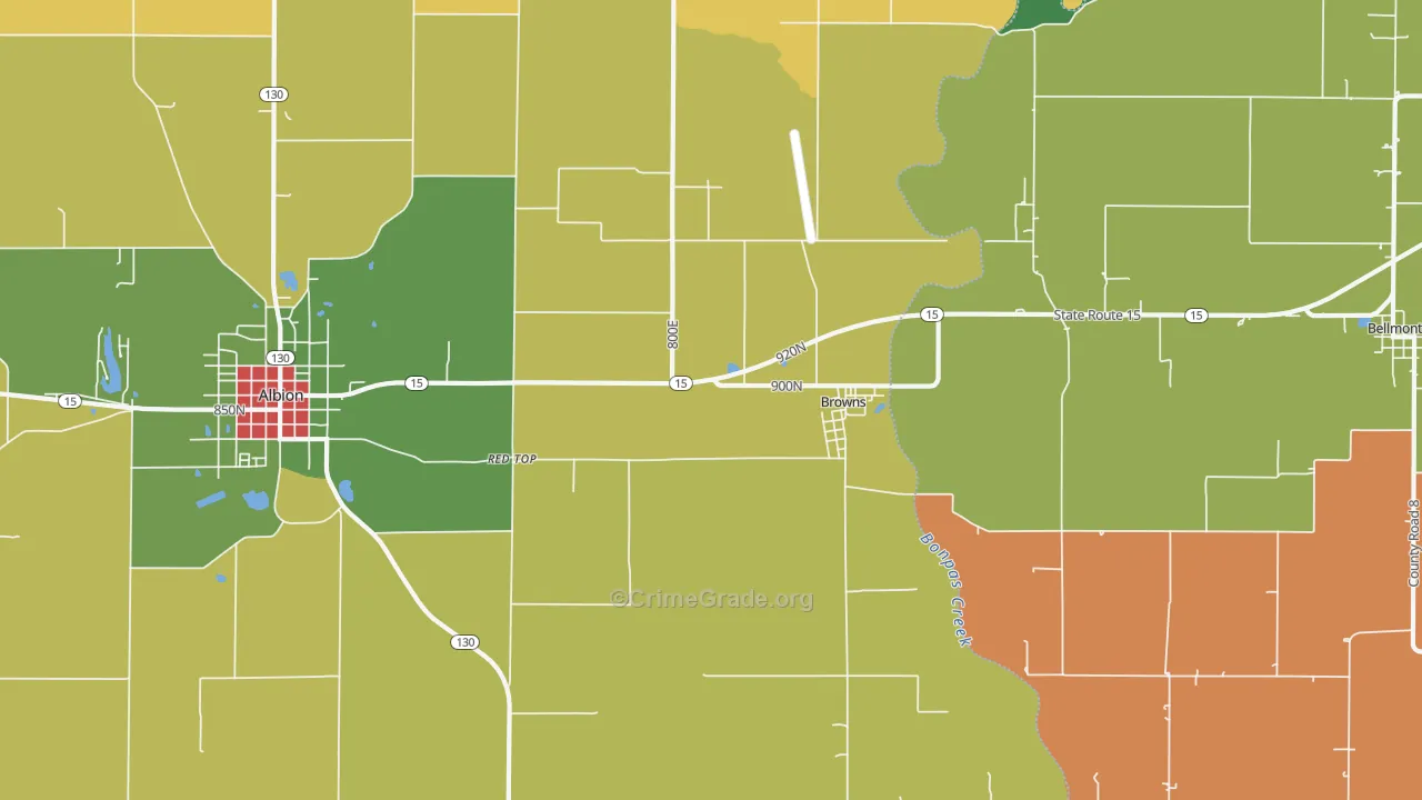 Browns, IL Map of Theft Rates