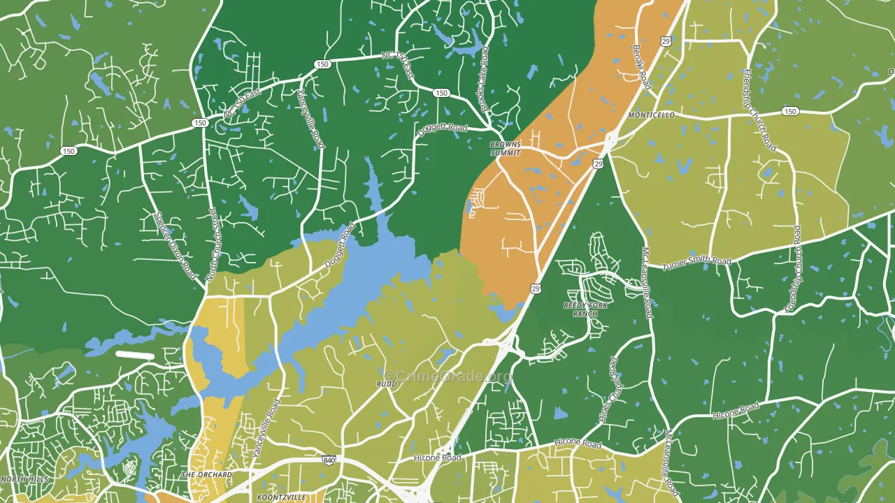 Browns Summit, NC Map of Theft Rates