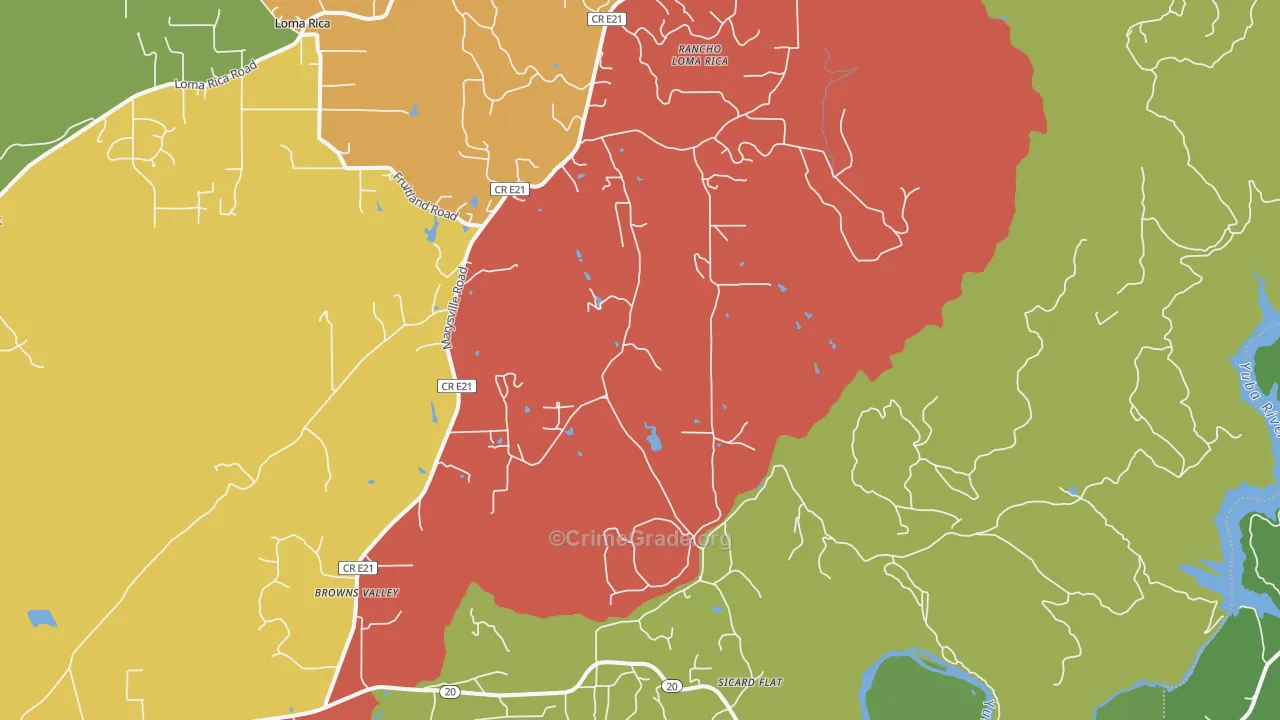 Browns Valley, CA Map of Theft Rates