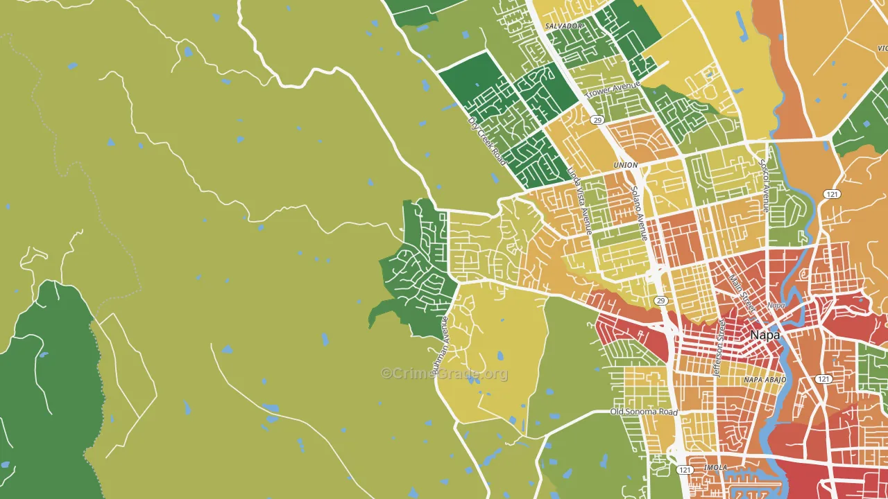 Browns Valley, Napa, CA Map of Theft Rates