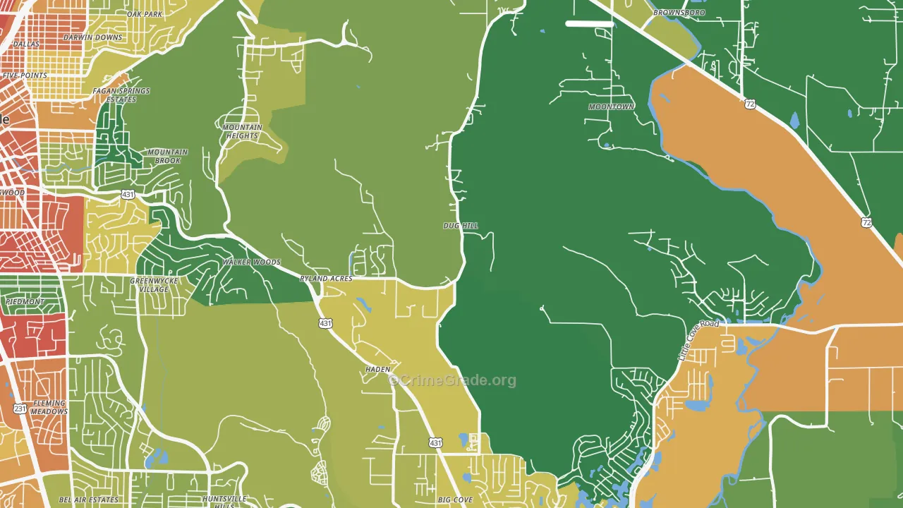 Brownsboro, AL Map of Theft Rates
