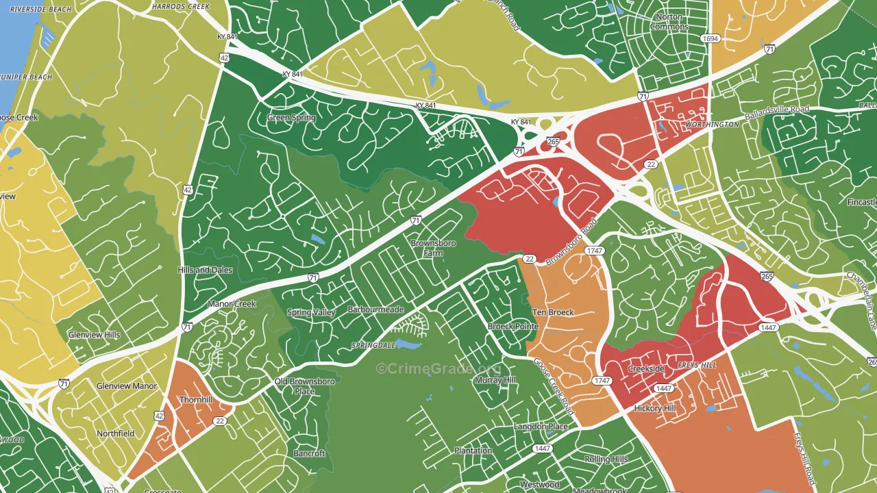 Brownsboro Farm, KY Map of Theft Rates