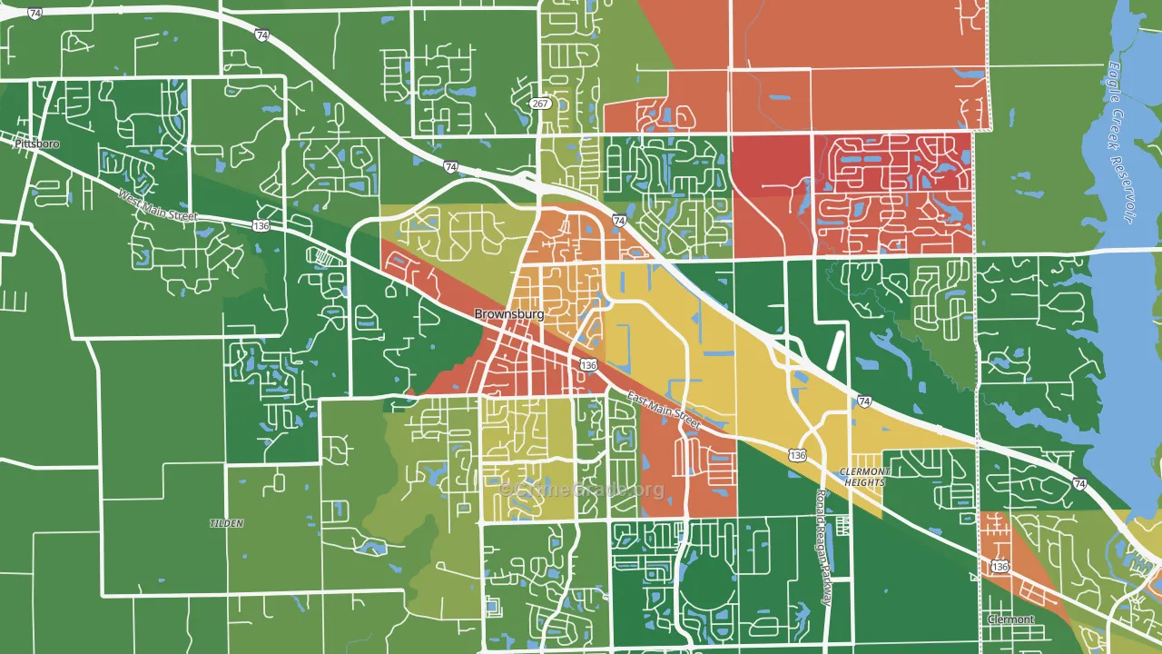 Brownsburg, IN Map of Theft Rates