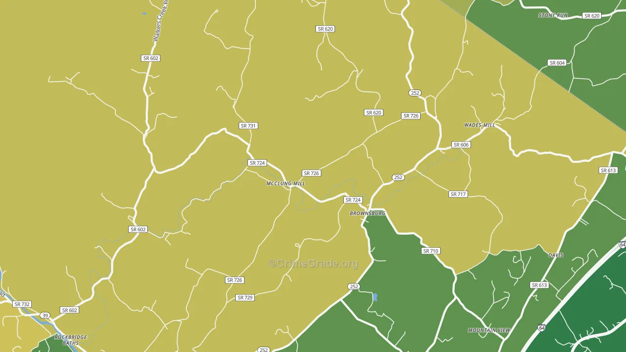 Brownsburg, VA Map of Theft Rates