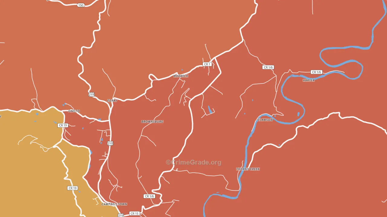 Brownsburg, WV Map of Theft Rates
