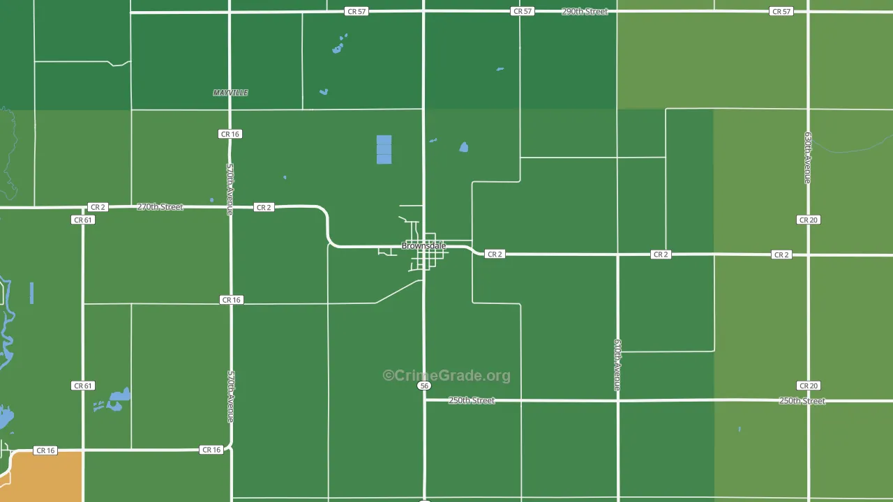 Brownsdale, MN Map of Theft Rates