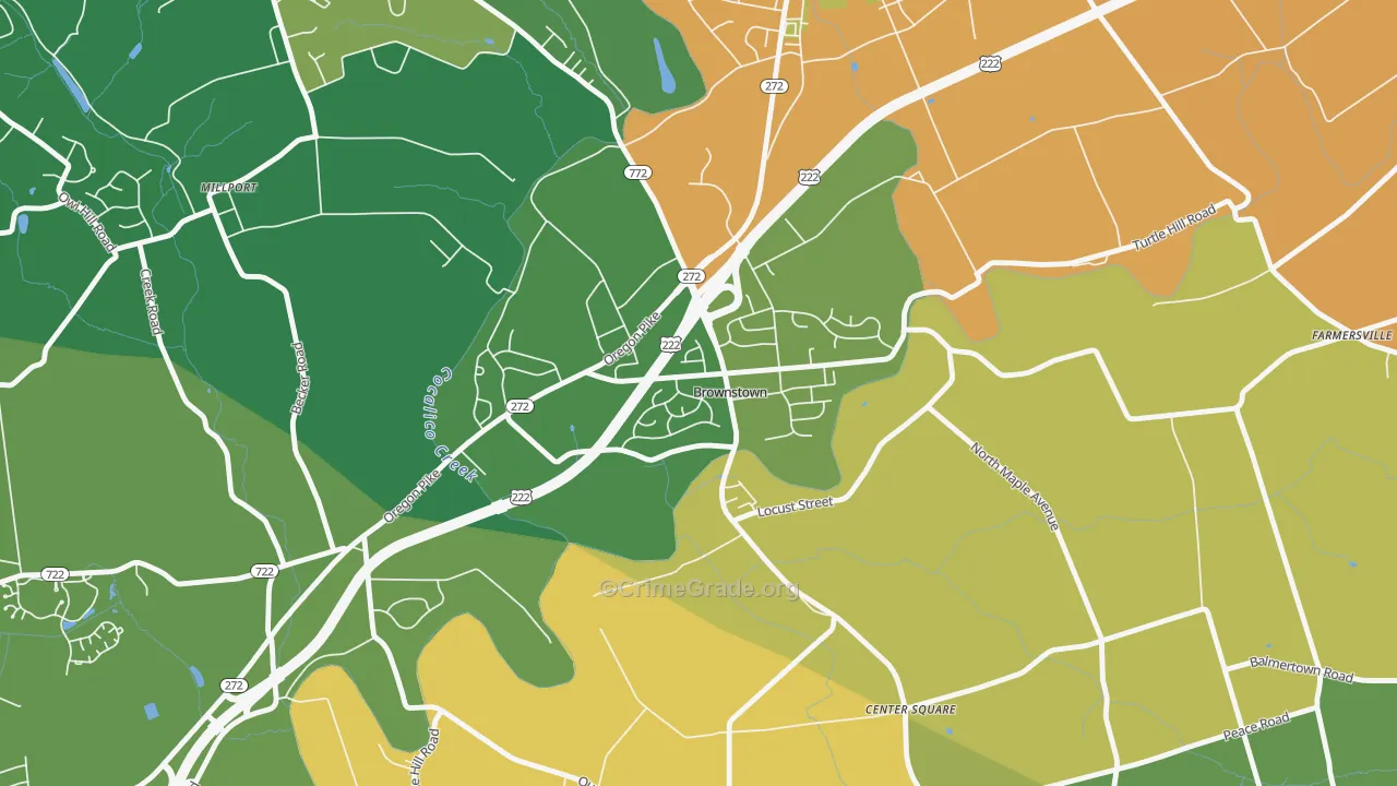 Brownstown, PA Map of Theft Rates
