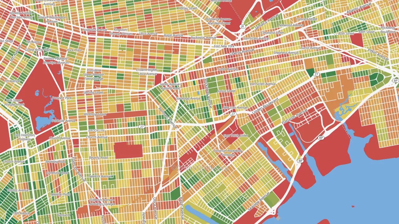 Brownsville, Brooklyn, NY Map of Theft Rates