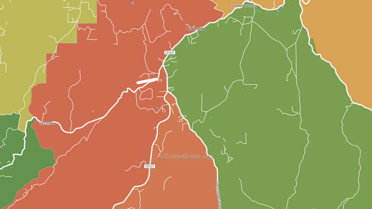 Brownsville, CA Map of Theft Rates