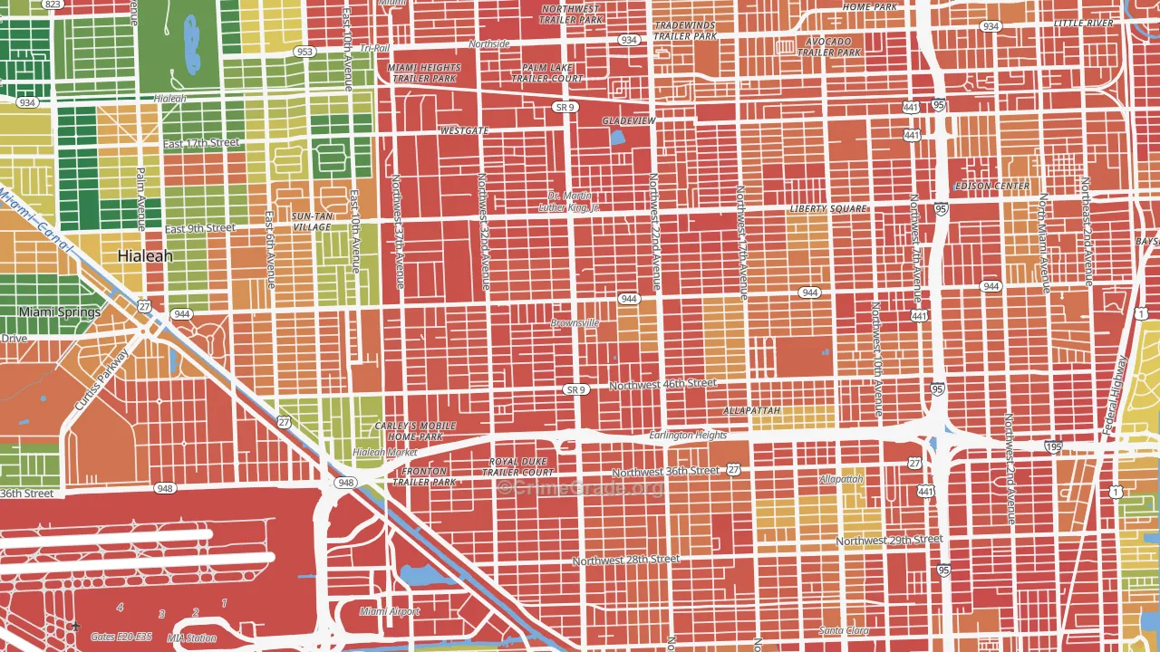 Brownsville, FL Map of Theft Rates