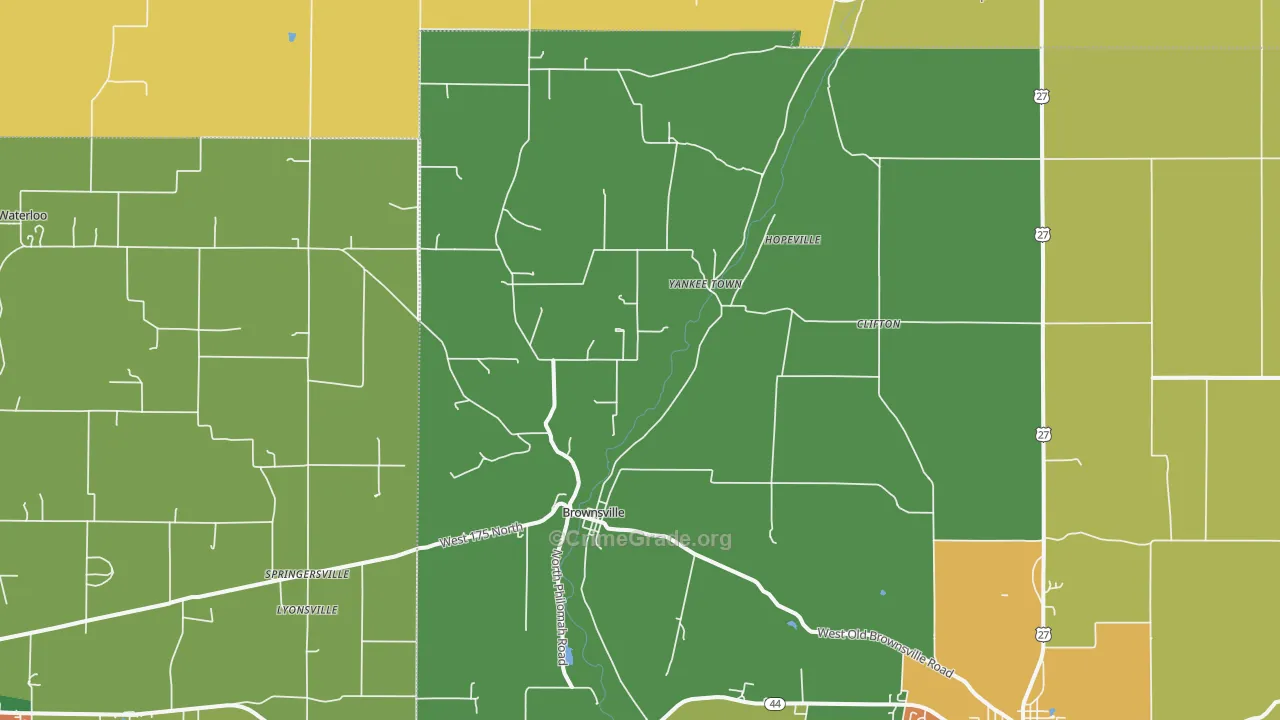 Brownsville, IN Map of Theft Rates