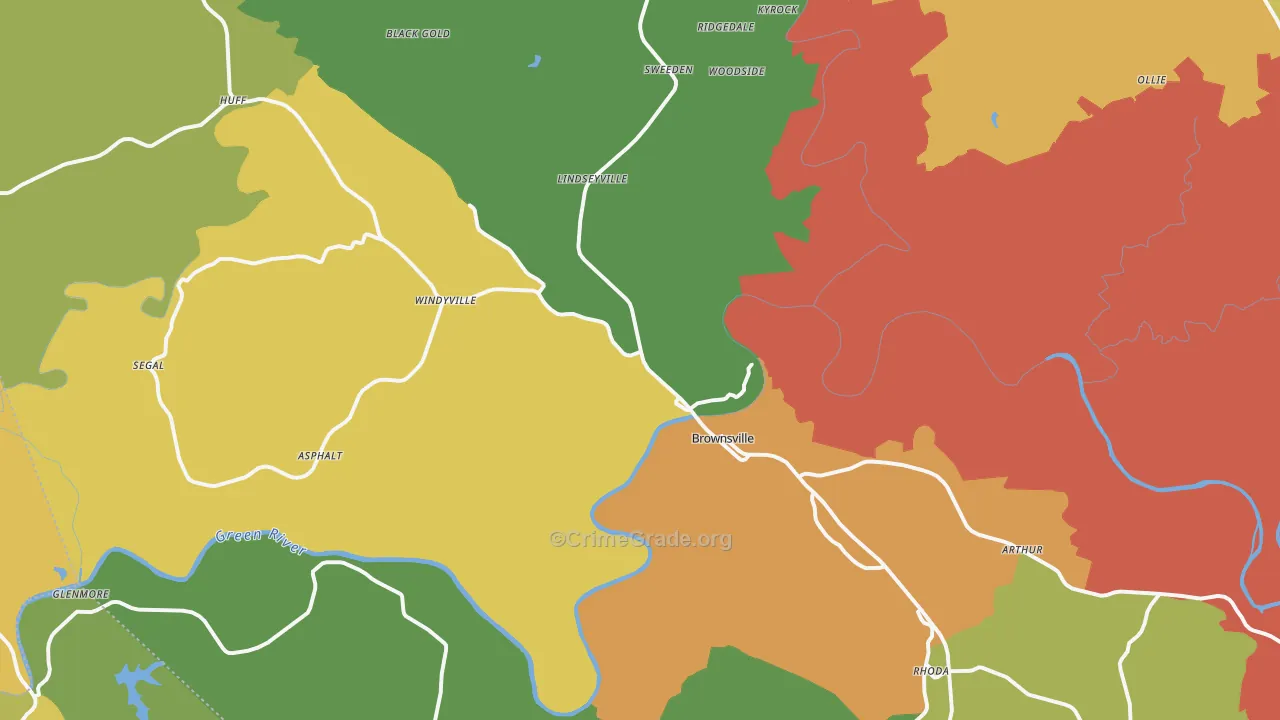 Brownsville, KY Map of Theft Rates