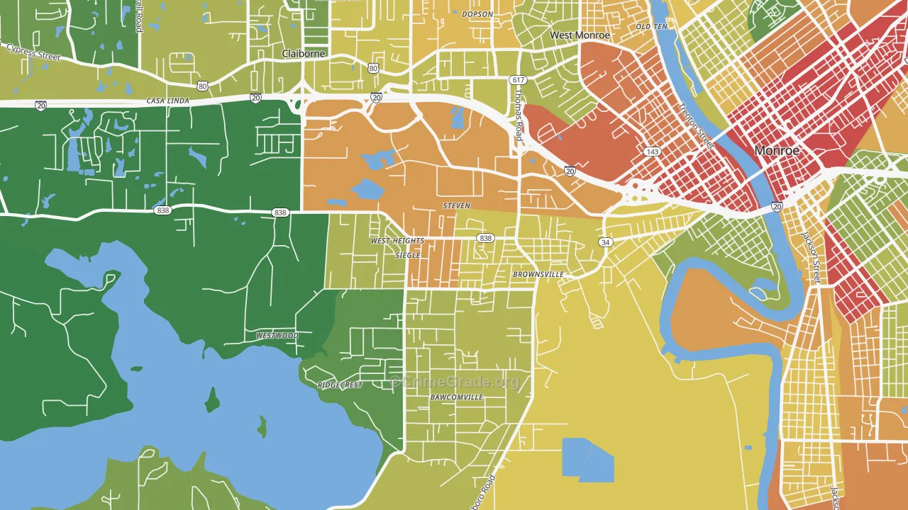 Brownsville, LA Map of Theft Rates