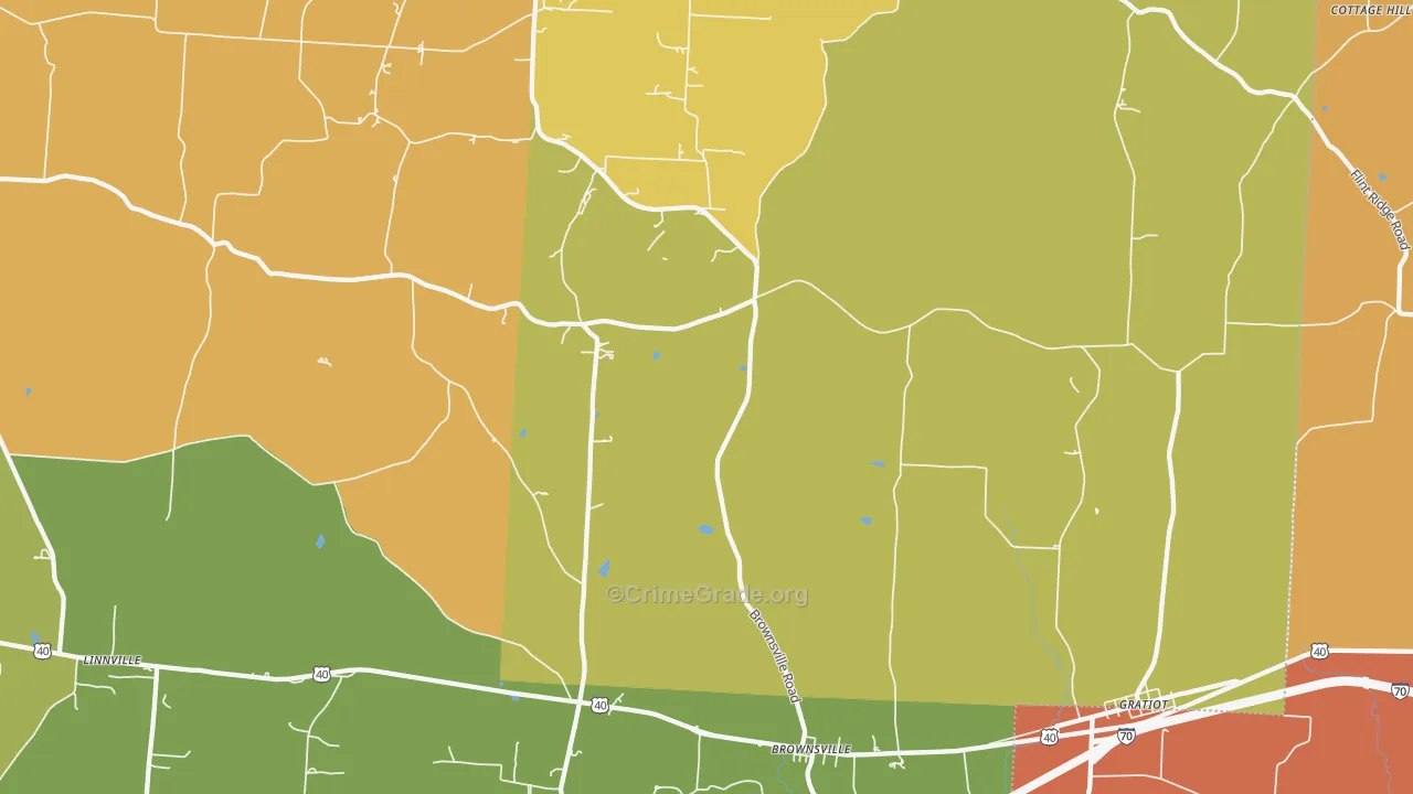 Brownsville, OH Map of Theft Rates