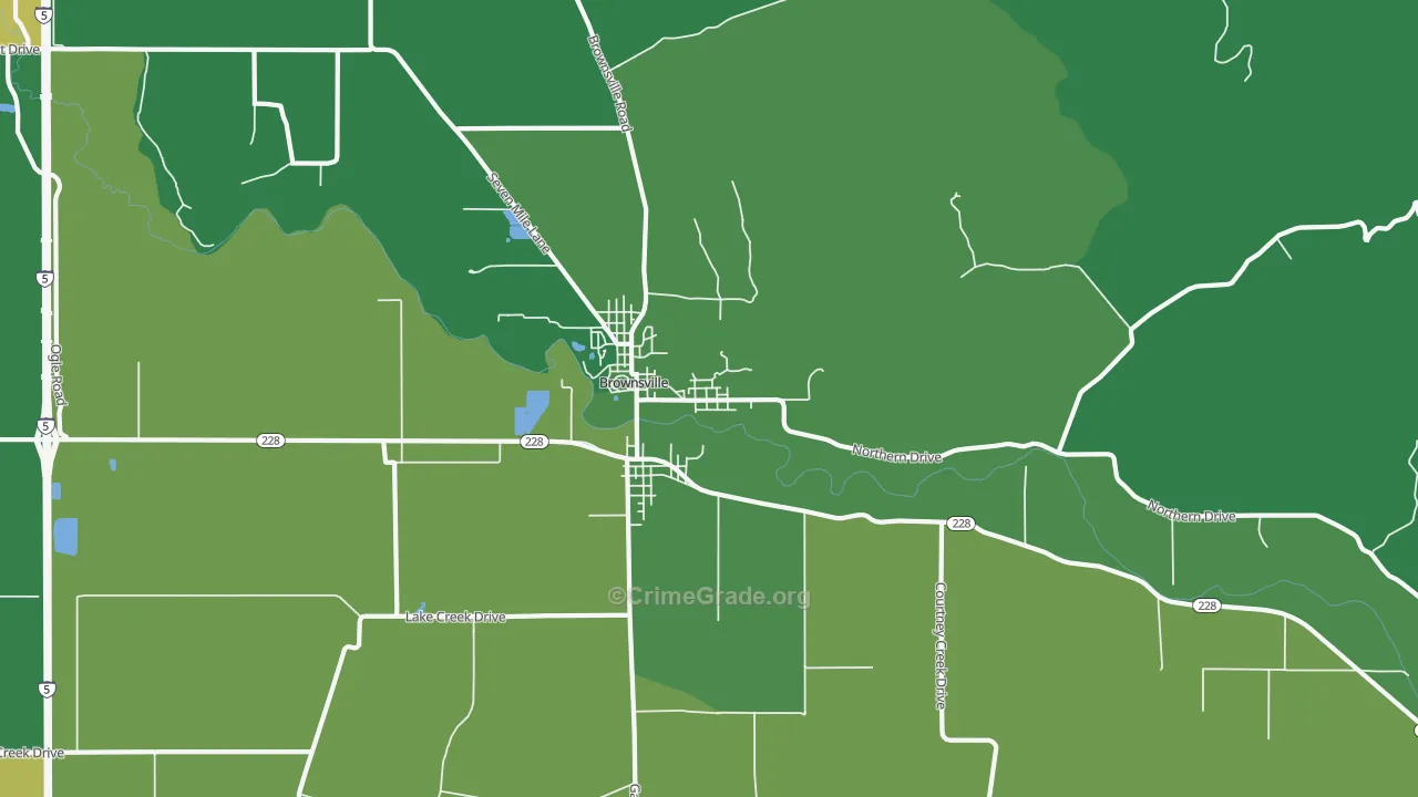 Brownsville, OR Map of Theft Rates