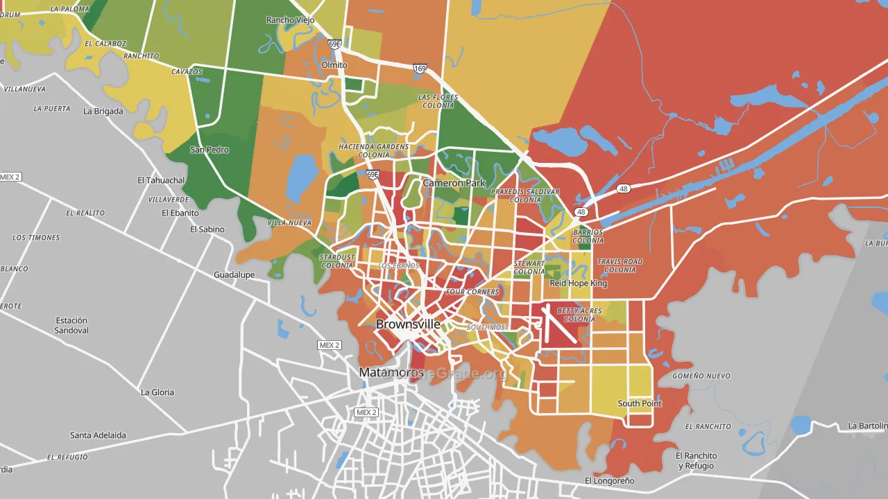 Brownsville, TX Map of Theft Rates