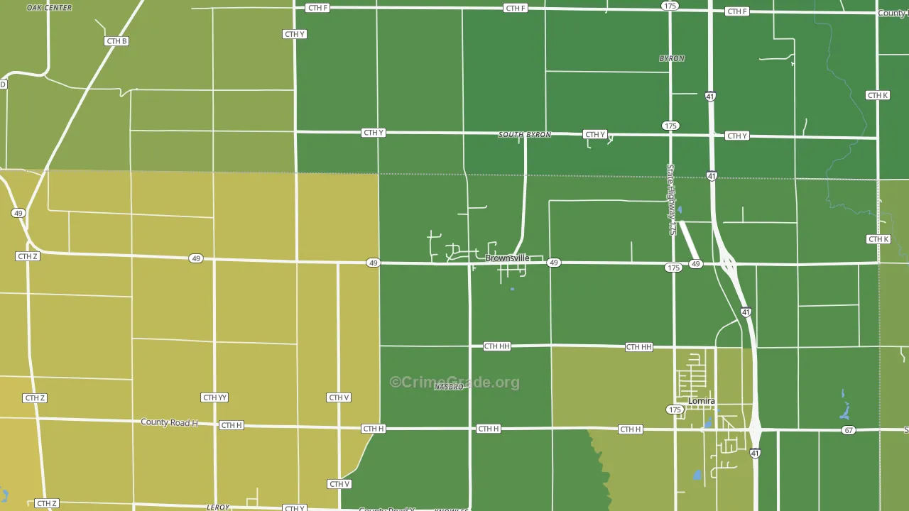Brownsville, WI Map of Theft Rates
