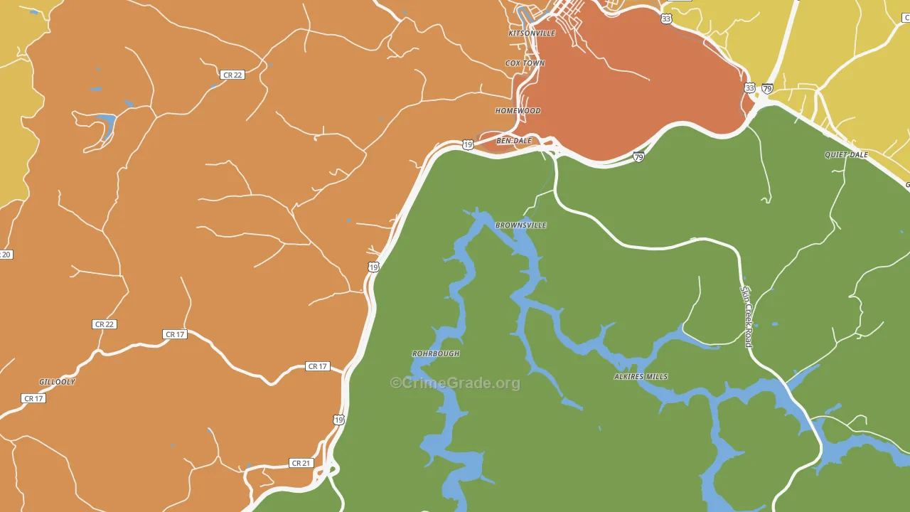 Brownsville, WV Map of Theft Rates