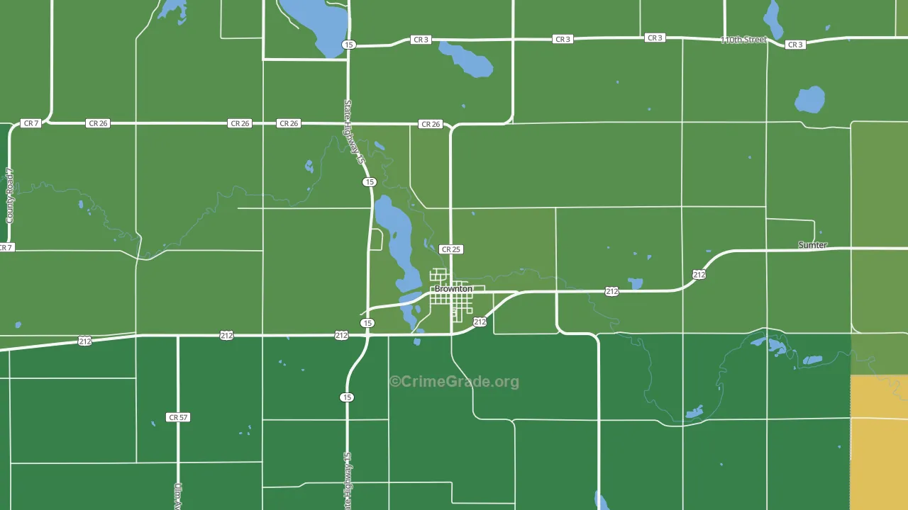 Brownton, MN Map of Theft Rates