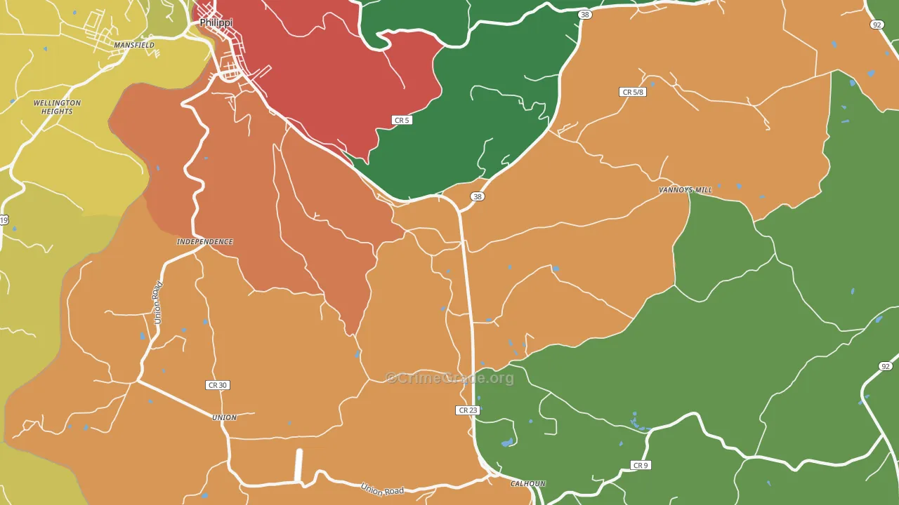 Brownton, WV Map of Theft Rates