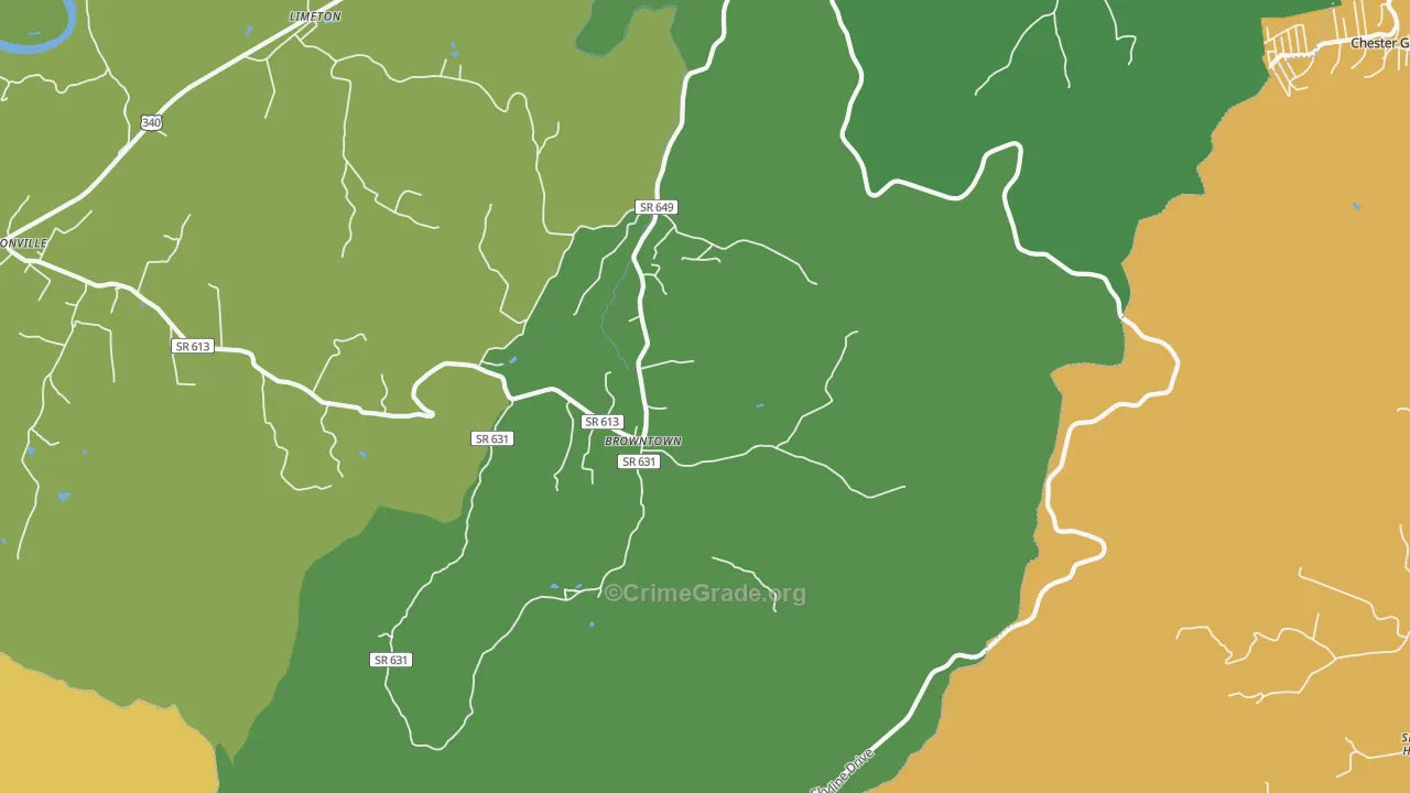 Browntown, VA Map of Theft Rates