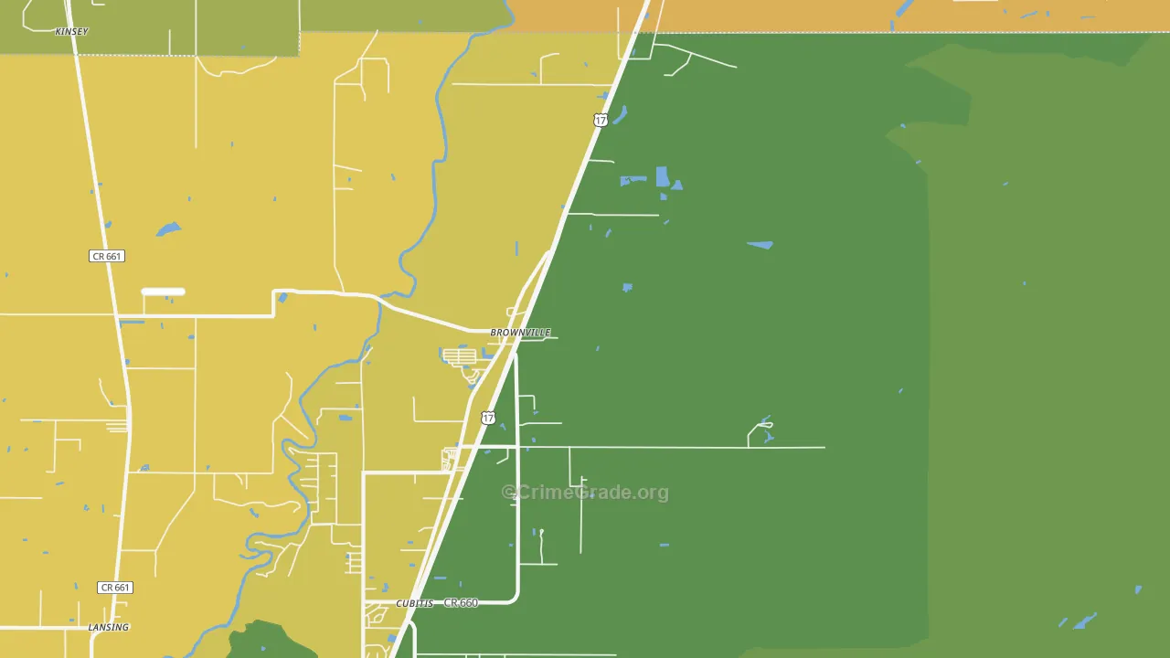 Brownville, FL Map of Theft Rates