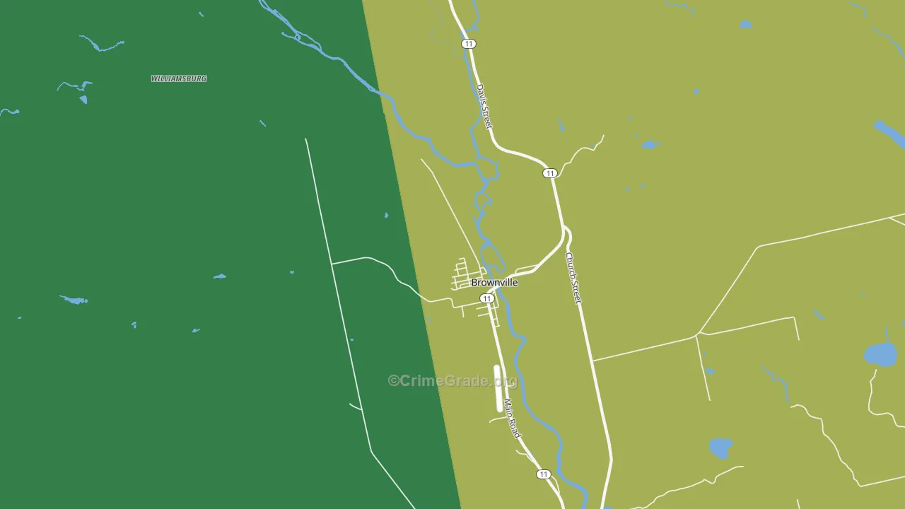 Brownville Junction, ME Map of Theft Rates