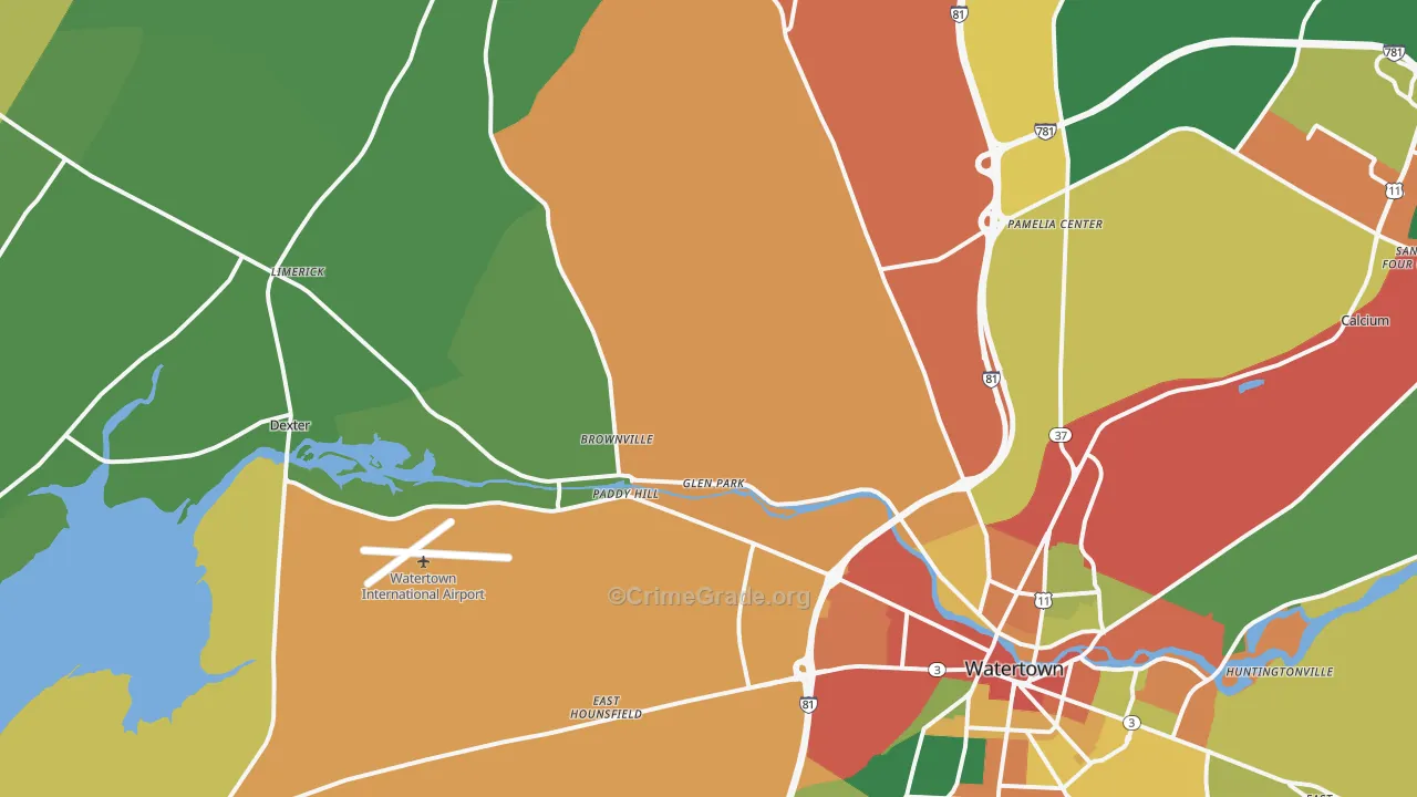 Brownville, NY Map of Theft Rates