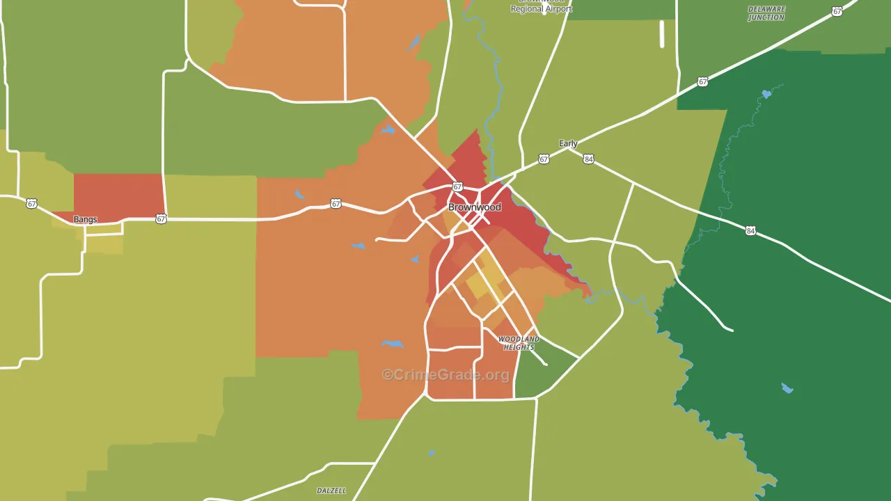 Brownwood, TX Map of Theft Rates