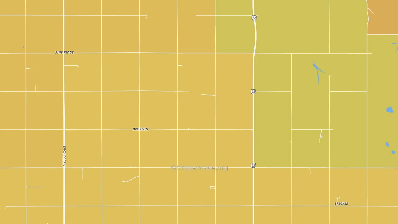 Broxton, OK Map of Theft Rates