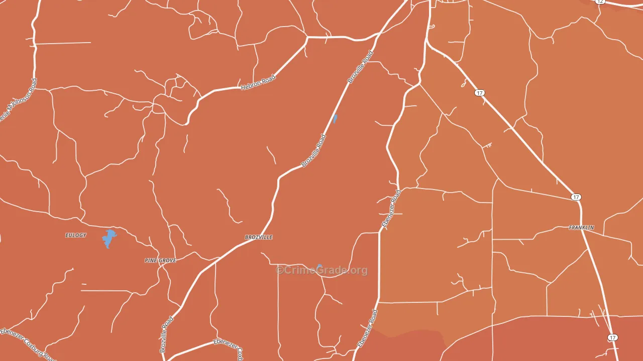 Brozville, MS Map of Theft Rates