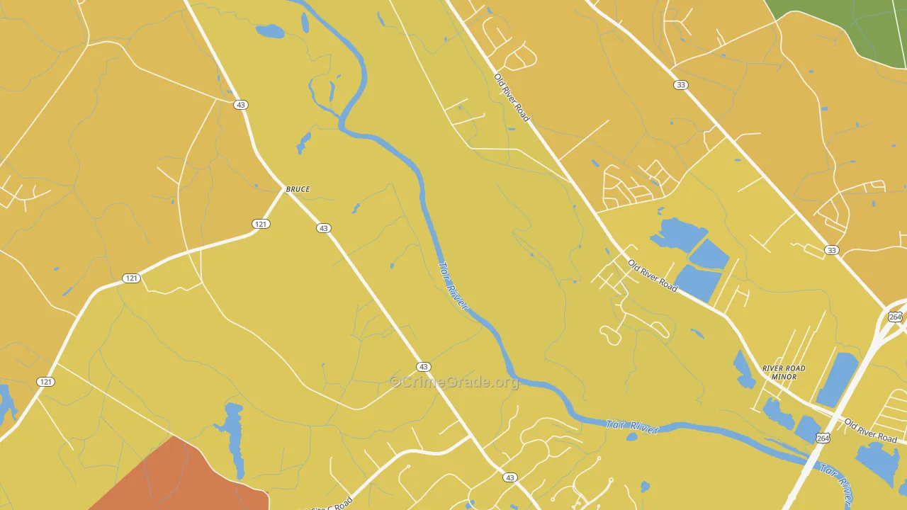 Bruce, NC Map of Theft Rates