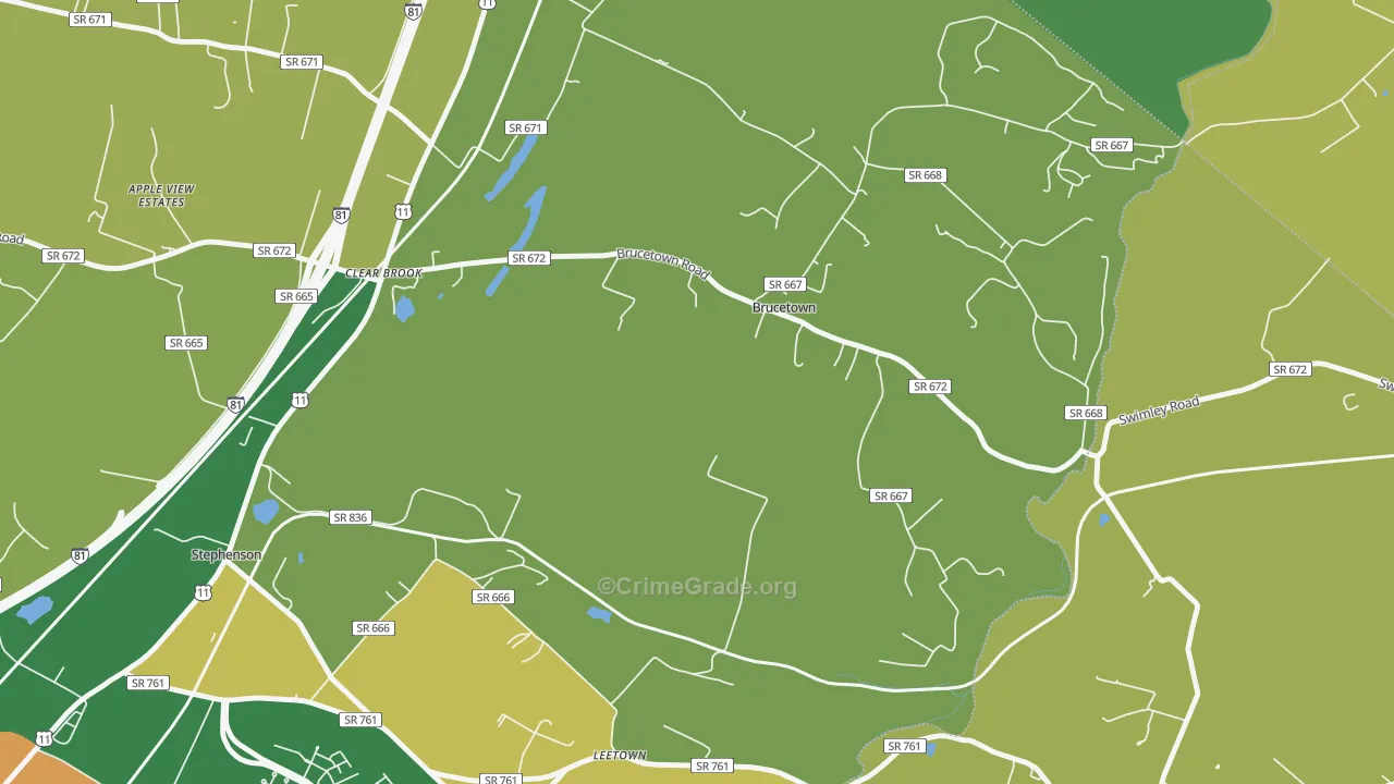 Brucetown, VA Map of Theft Rates