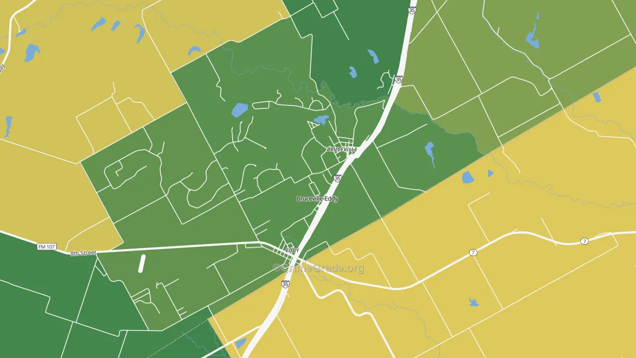 Bruceville-Eddy, TX Map of Theft Rates