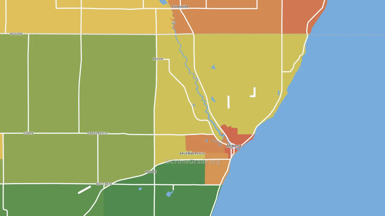 Bruemmerville, WI Map of Theft Rates