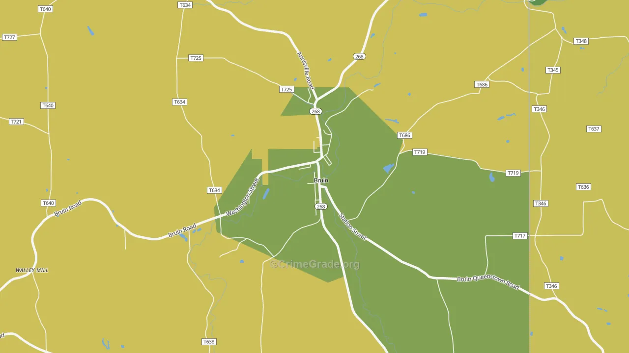 Bruin, PA Map of Theft Rates