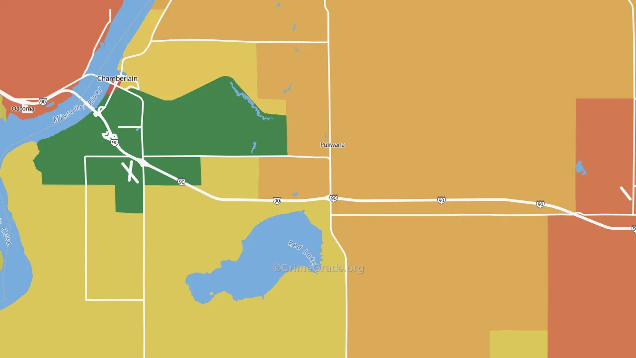 Brule County, SD Map of Theft Rates