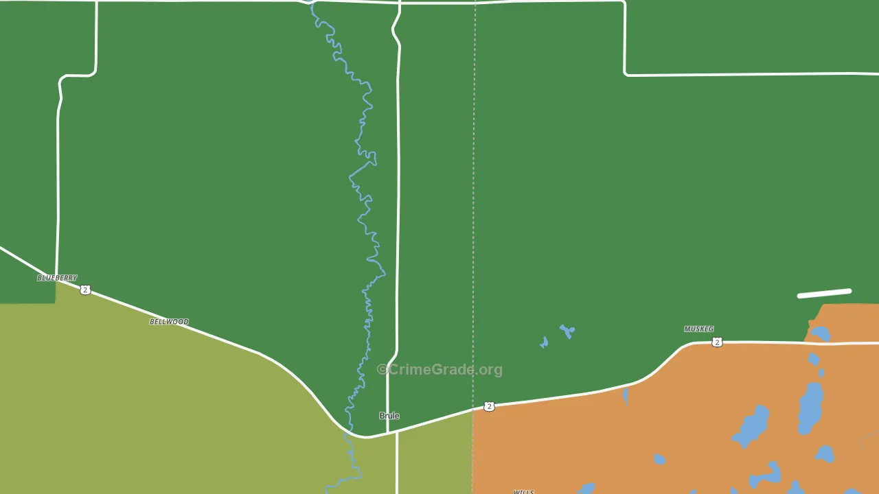 Brule, WI Map of Theft Rates