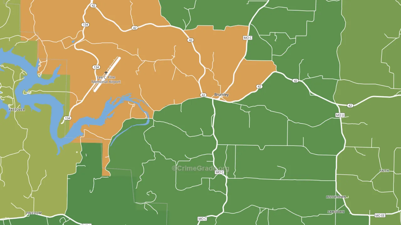 Brumley, MO Map of Theft Rates