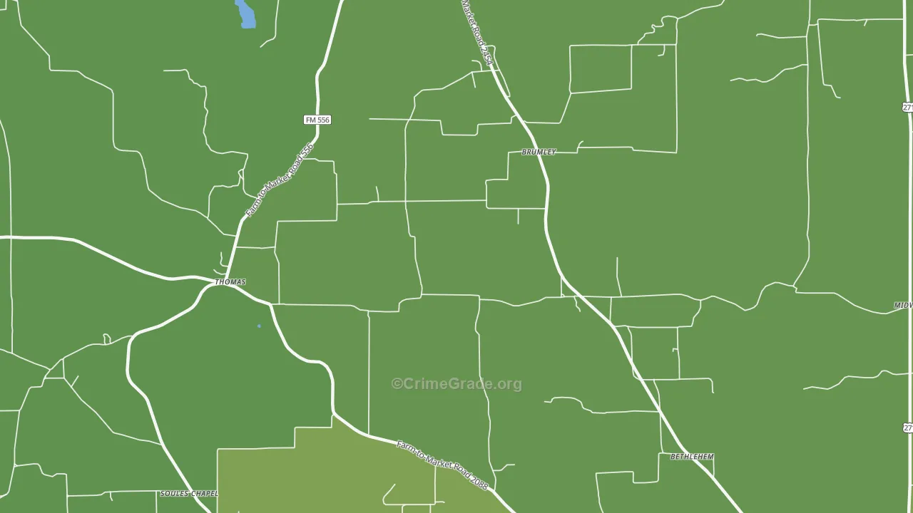 Brumley, TX Map of Theft Rates