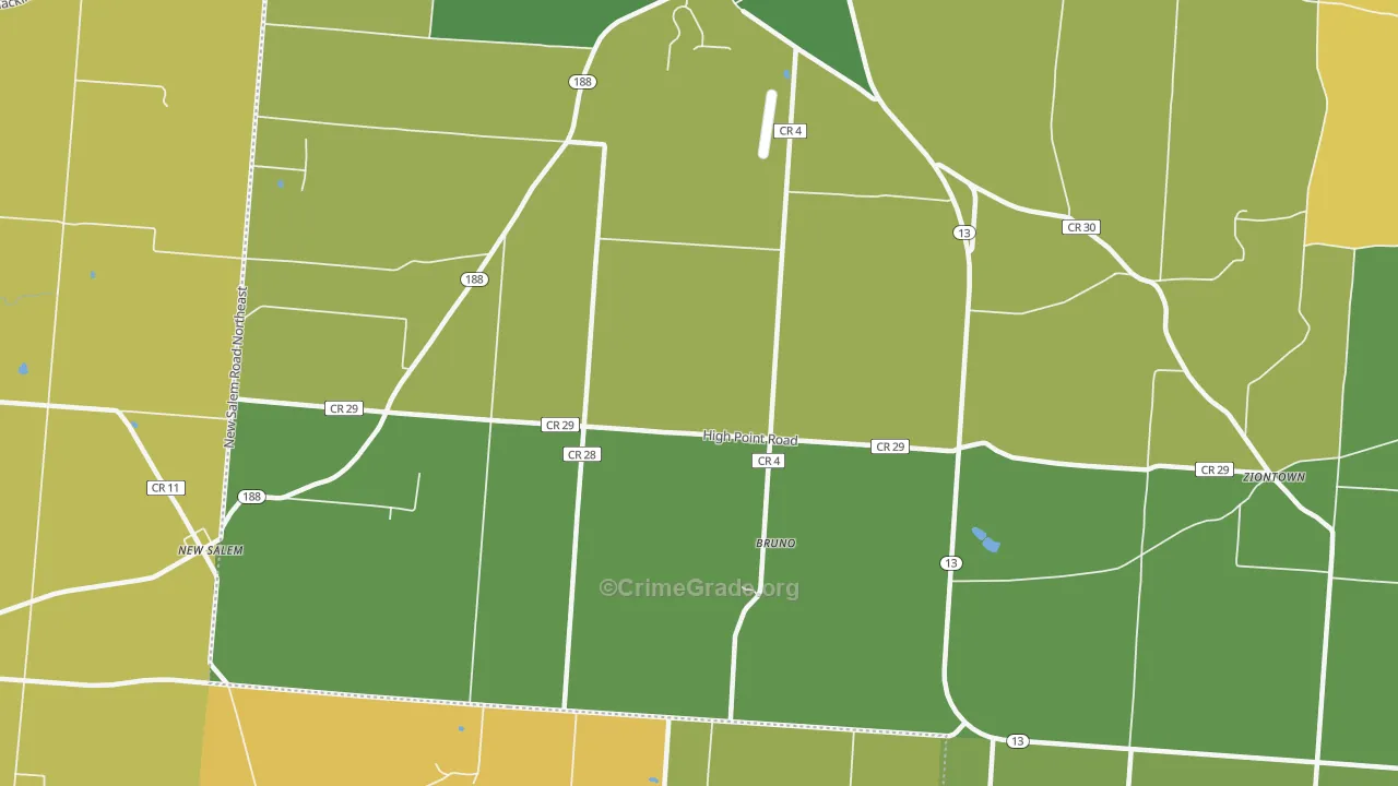 Bruno, OH Map of Theft Rates