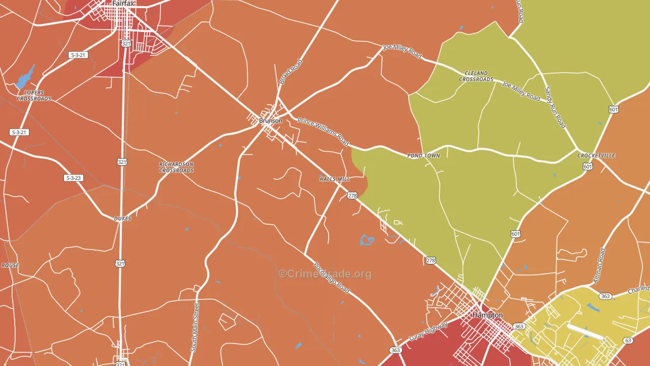 Brunson, SC Map of Theft Rates