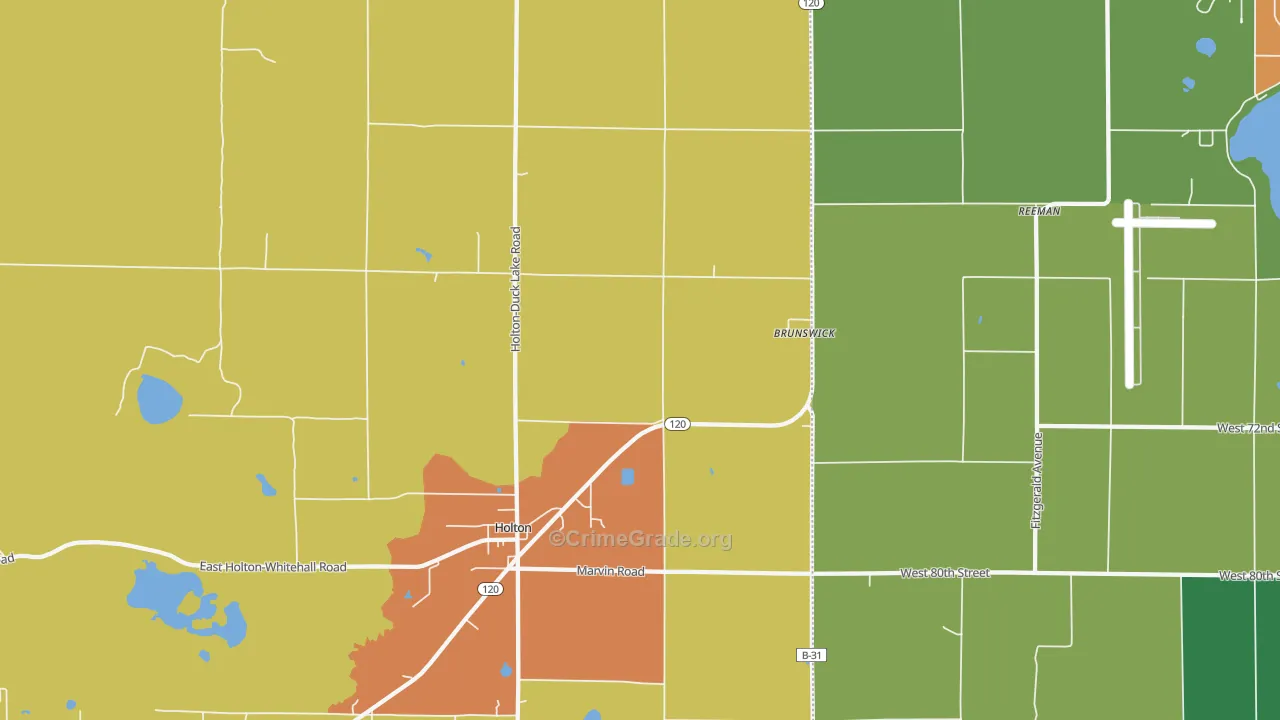 Brunswick, MI Map of Theft Rates