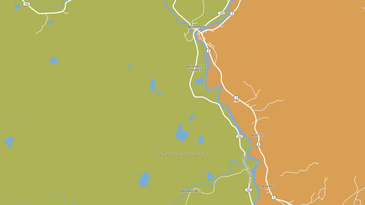 Brunswick, VT Map of Theft Rates