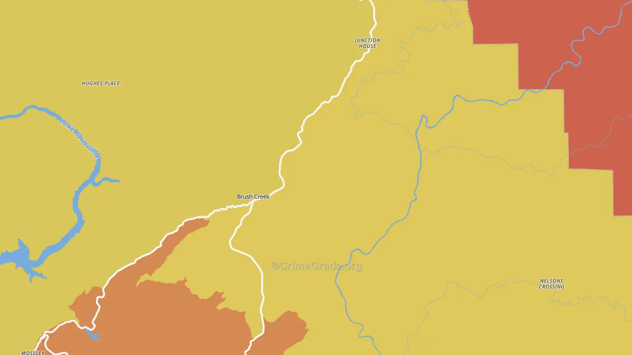 Brush Creek, CA Map of Theft Rates